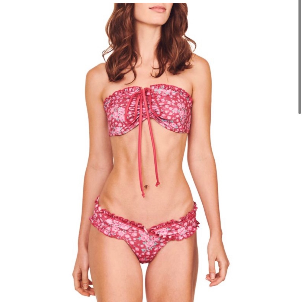 LoveShackFancy Jewel Two Peice Floral Bikini Set includes Bag.  Sz: S